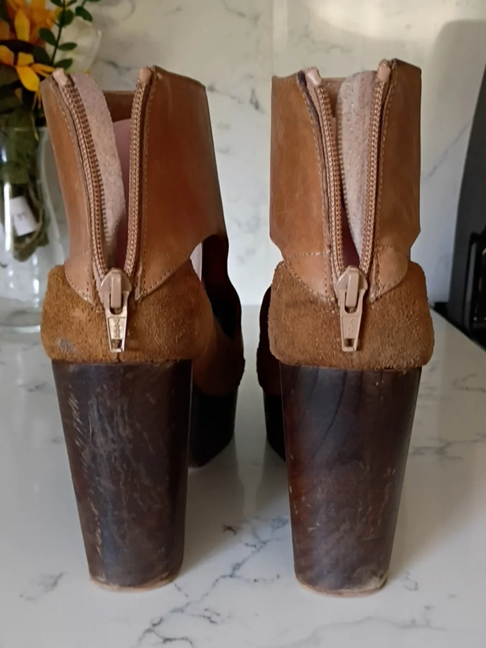 Free People Women’s Platform Ankle Boots in Light Brown